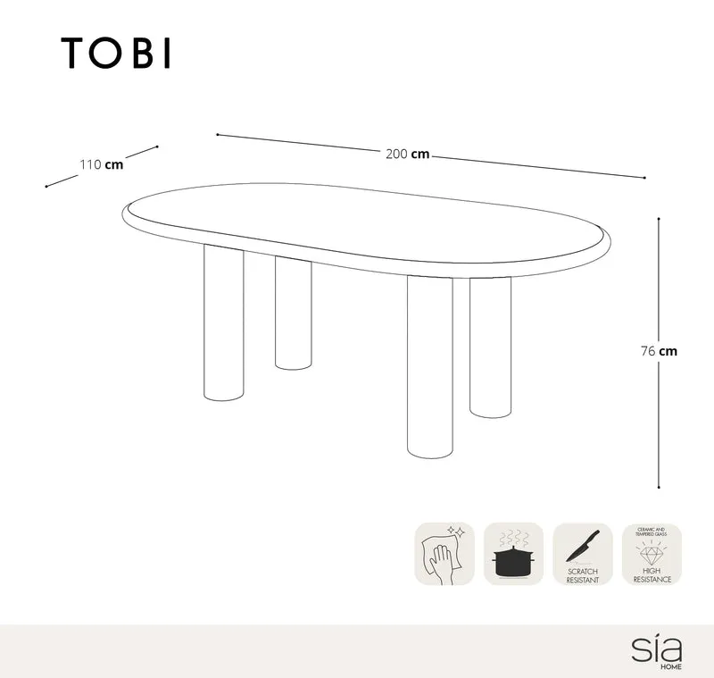 Table à manger laquée TOBI 200cm