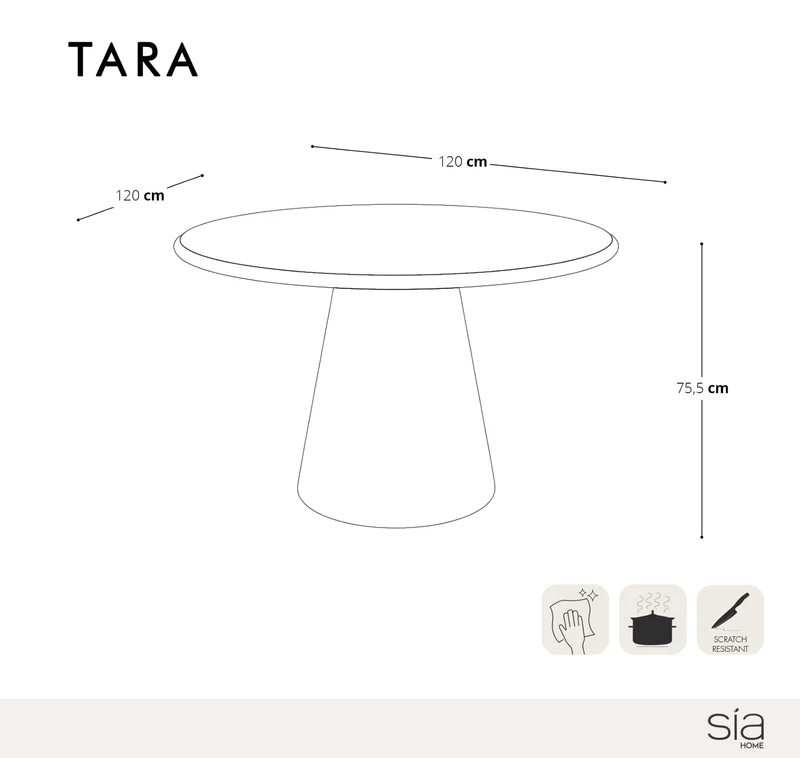 Table à manger micro-ciment TARA 120cm