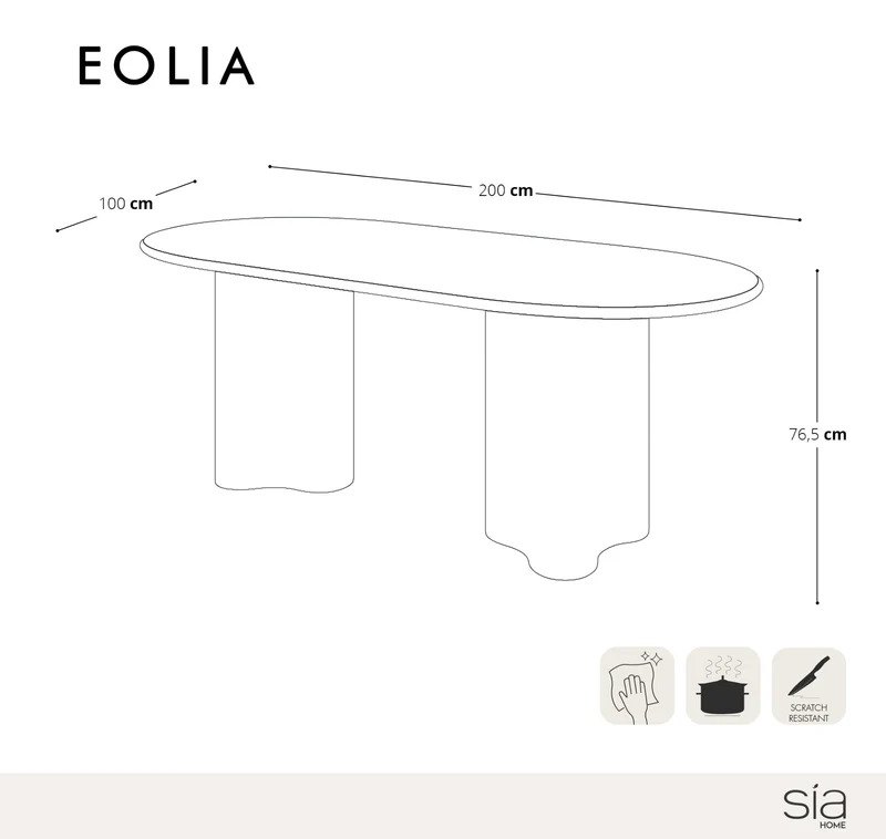Table à manger micro-ciment XL EOLIA 200cm