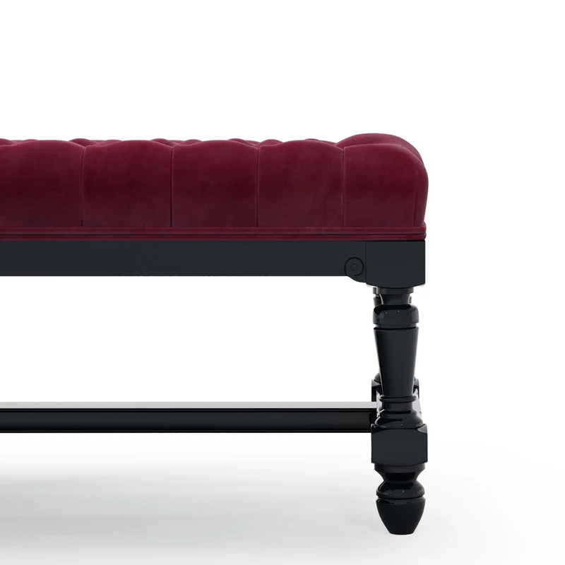 Ecouen Banc capitonné patine Ebène Grand Modèle