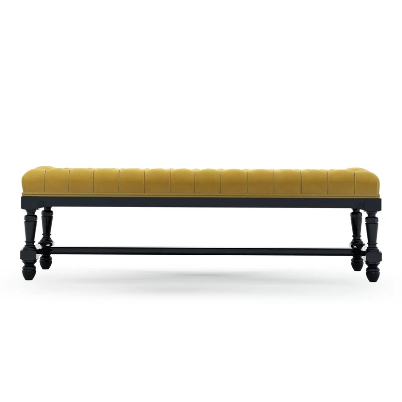 Ecouen Banc capitonné patine Ebène Grand Modèle