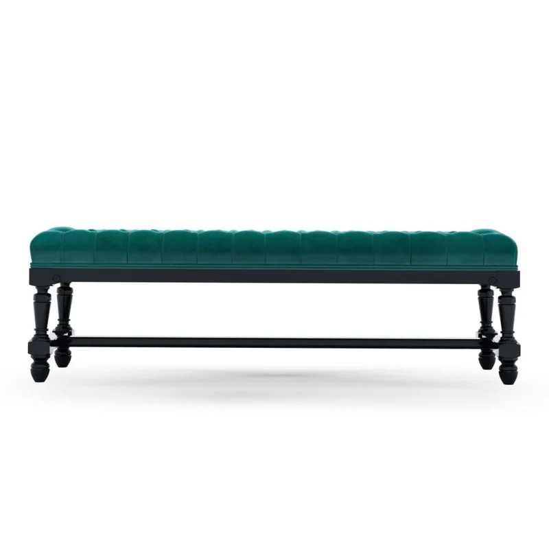 Ecouen Banc capitonné patine Ebène Grand Modèle