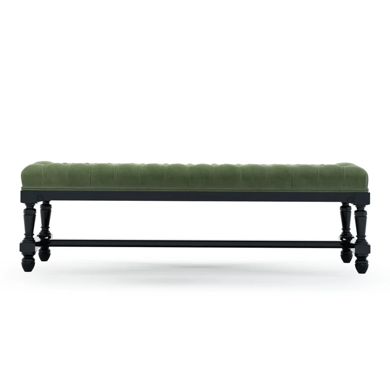 Ecouen Banc capitonné patine Ebène Grand Modèle