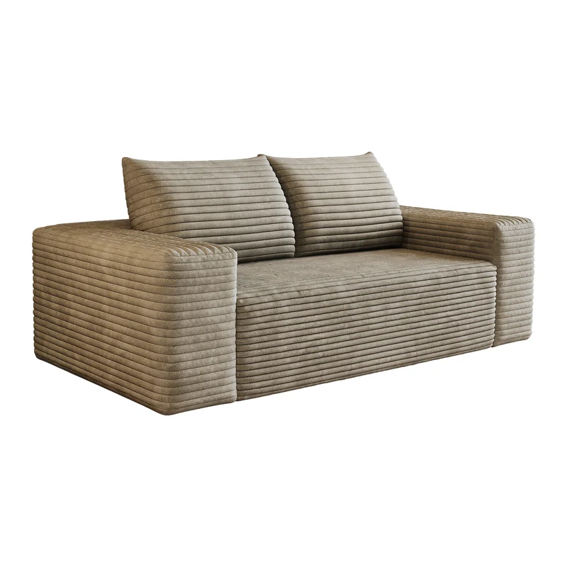 Canapé 2 places loveseat en velours côtelé camel sans montage 180cm MODERNCURTAINART