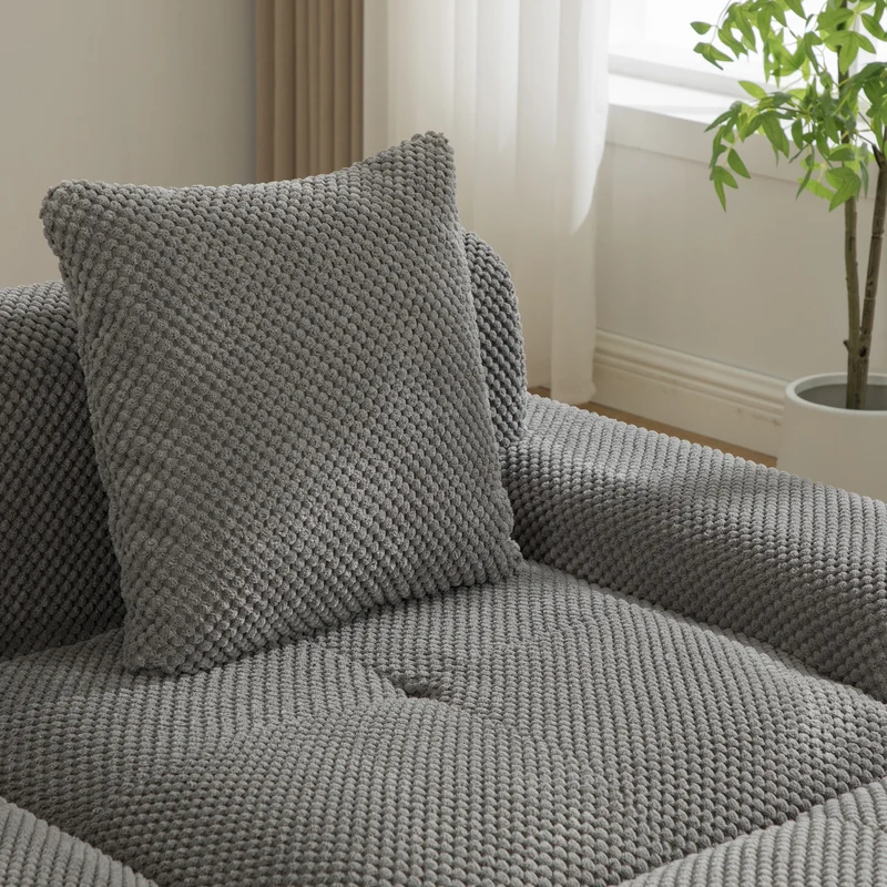 Canapé d'angle modulable 3 places en chenille gris sans montage MODERNFLOOR