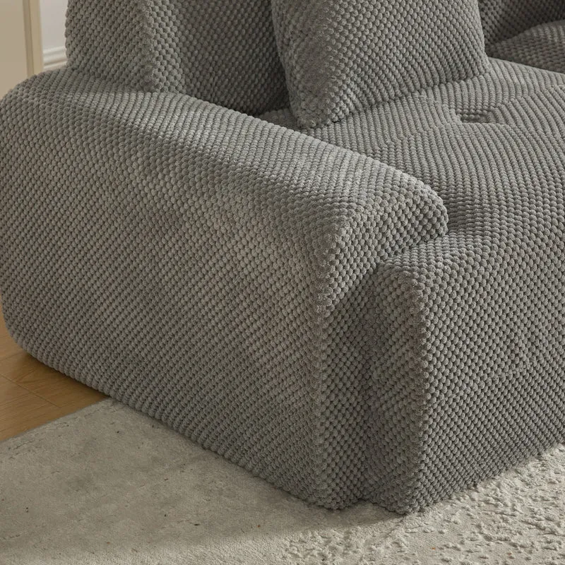 Canapé d'angle modulable 3 places en chenille gris sans montage MODERNFLOOR