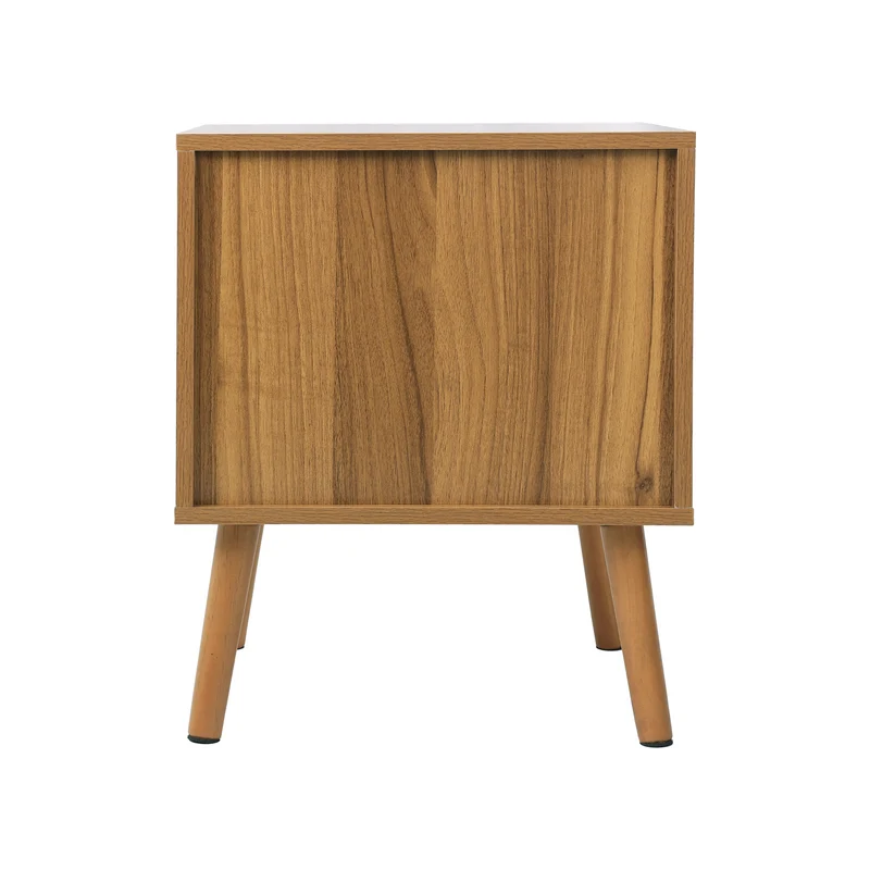 Table de chevet en rotin, style boho, rangement ouvert et tiroir doré 45x40x55cm MODERNCREDENZAART