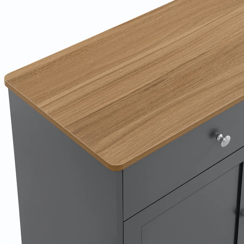 Buffet effet bois et gris 4 portes 3 tiroirs style campagne chic PLANTCOLLECTION