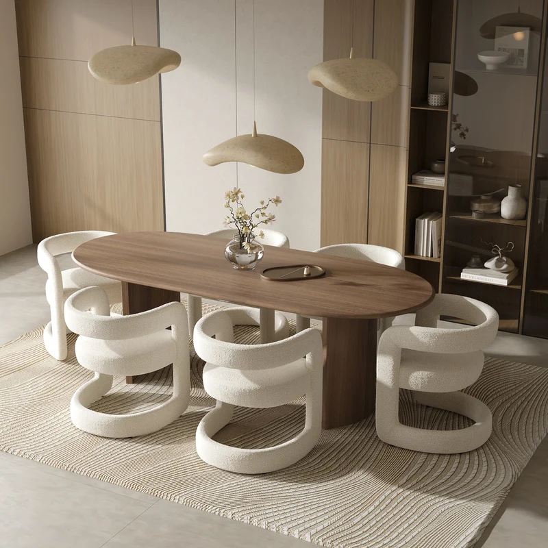 Lot de 2 chaises KLAY bouclette crème