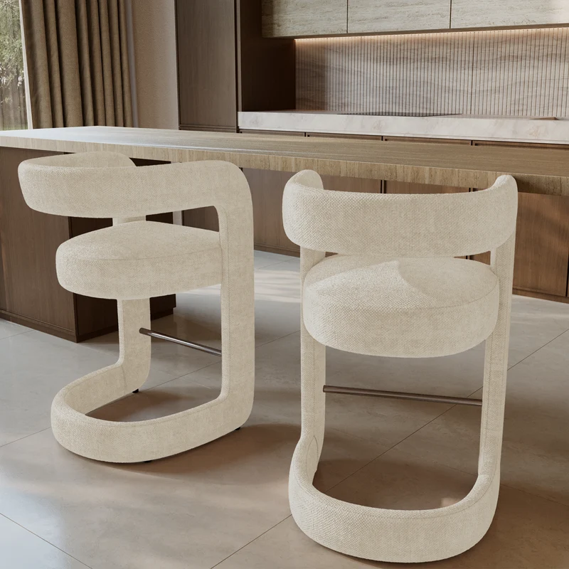 Lot de 2 tabourets KLAY velours chenillé