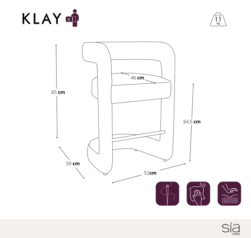 Lot de 2 tabourets KLAY velours chenillé
