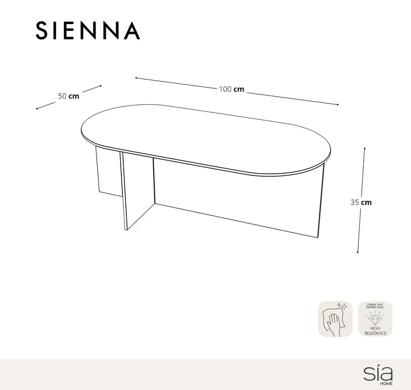 Table basse SIENNA en verre 100cm