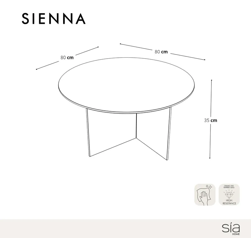 Table basse SIENNA en verre 80cm