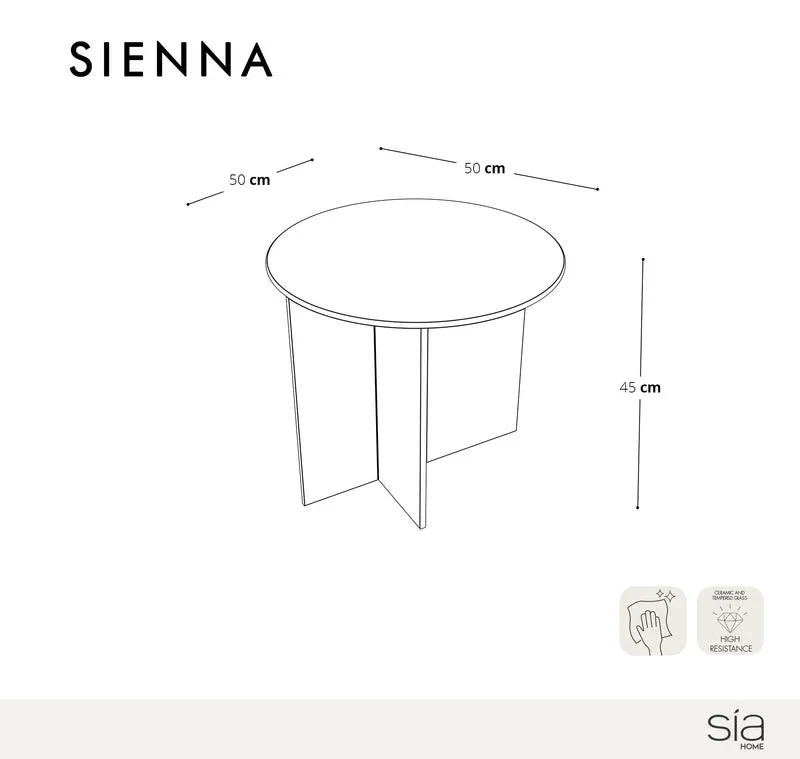 Table basse SIENNA en verre 50cm