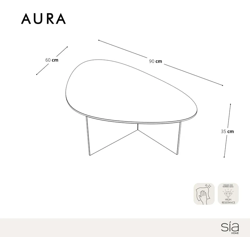 Table basse AURA en verre 90cm