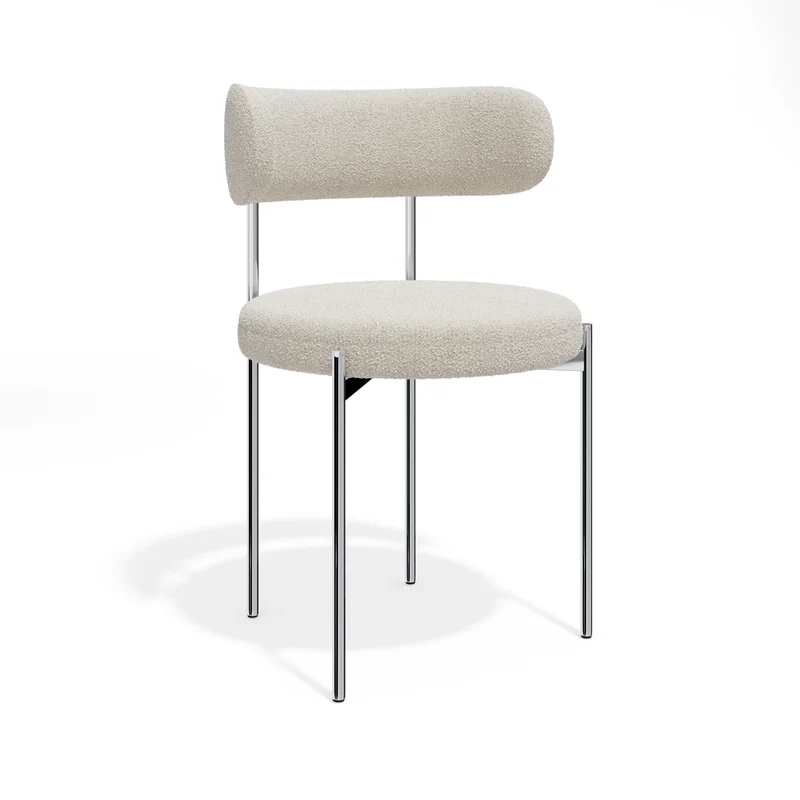 Lot de 2 chaises ADELE tissu bouclette pieds chrome