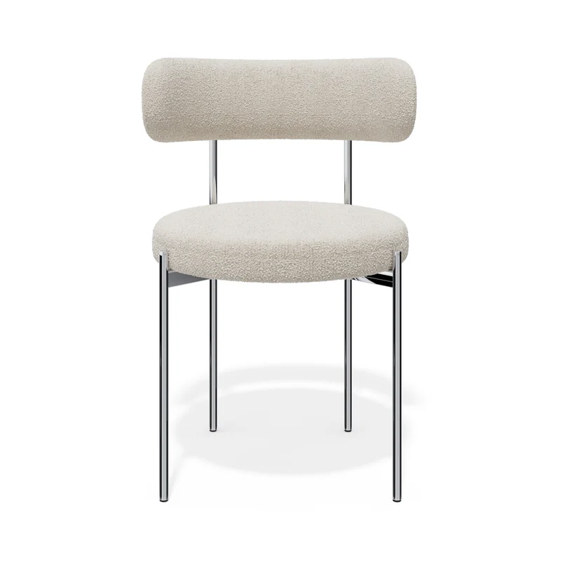 Lot de 2 chaises ADELE tissu bouclette pieds chrome