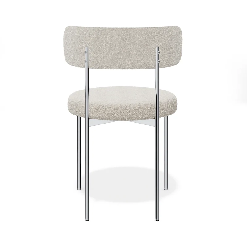 Lot de 2 chaises ADELE tissu bouclette pieds chrome