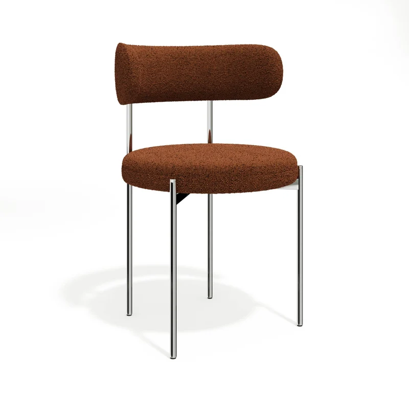 Lot de 2 chaises ADELE tissu bouclette pieds chrome