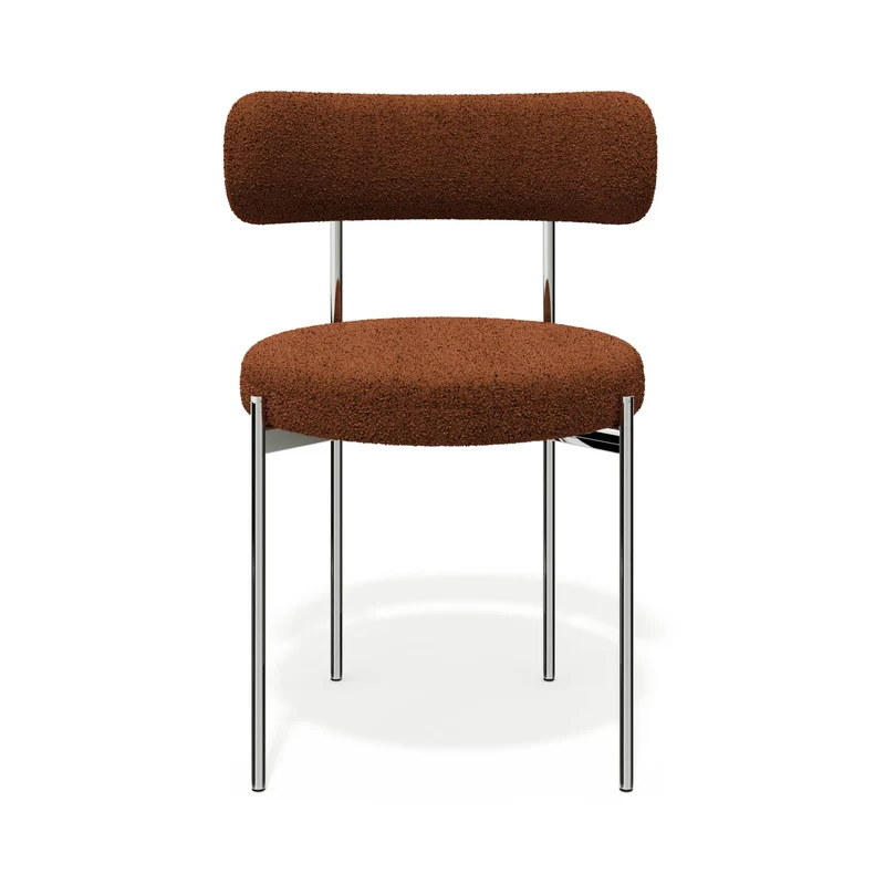 Lot de 2 chaises ADELE tissu bouclette pieds chrome