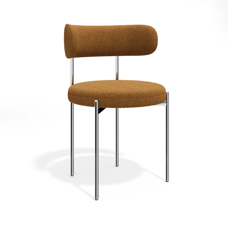 Lot de 2 chaises ADELE tissu bouclette pieds chrome