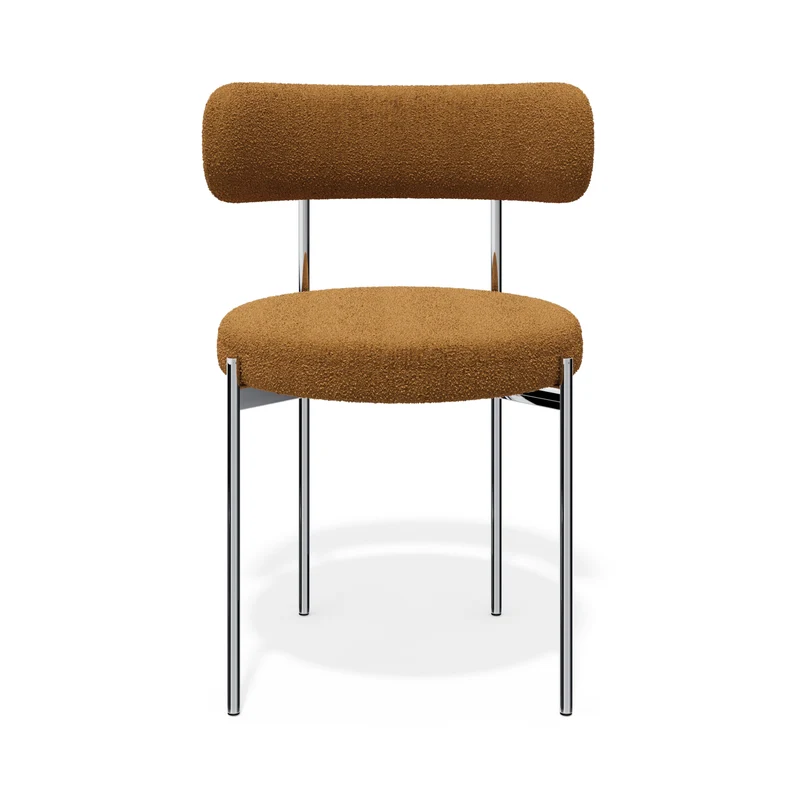 Lot de 2 chaises ADELE tissu bouclette pieds chrome