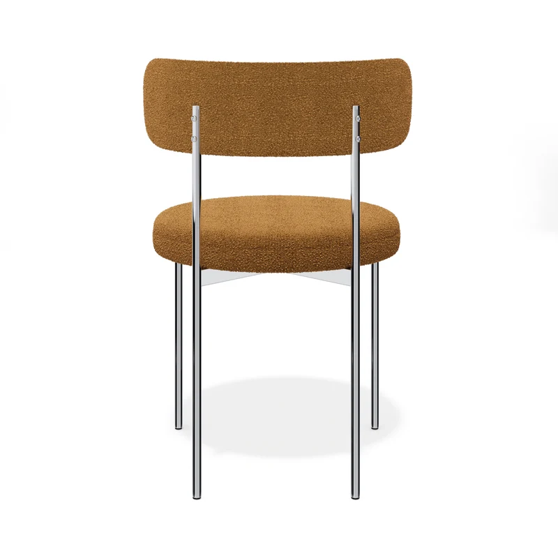 Lot de 2 chaises ADELE tissu bouclette pieds chrome
