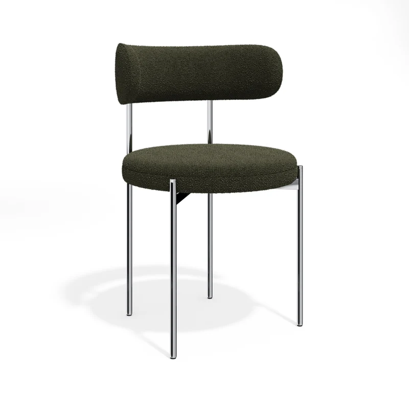 Lot de 2 chaises ADELE tissu bouclette pieds chrome