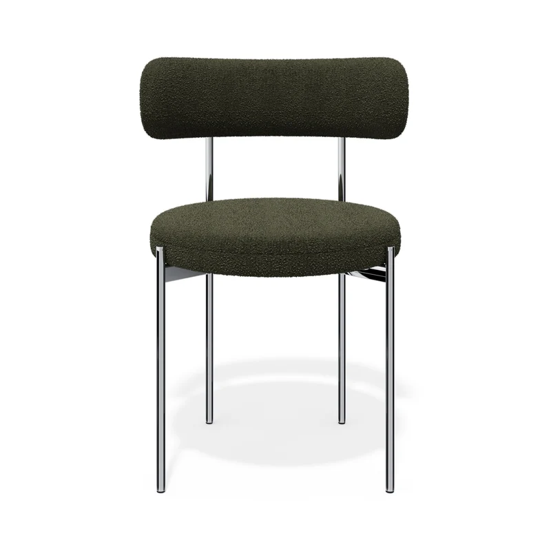 Lot de 2 chaises ADELE tissu bouclette pieds chrome