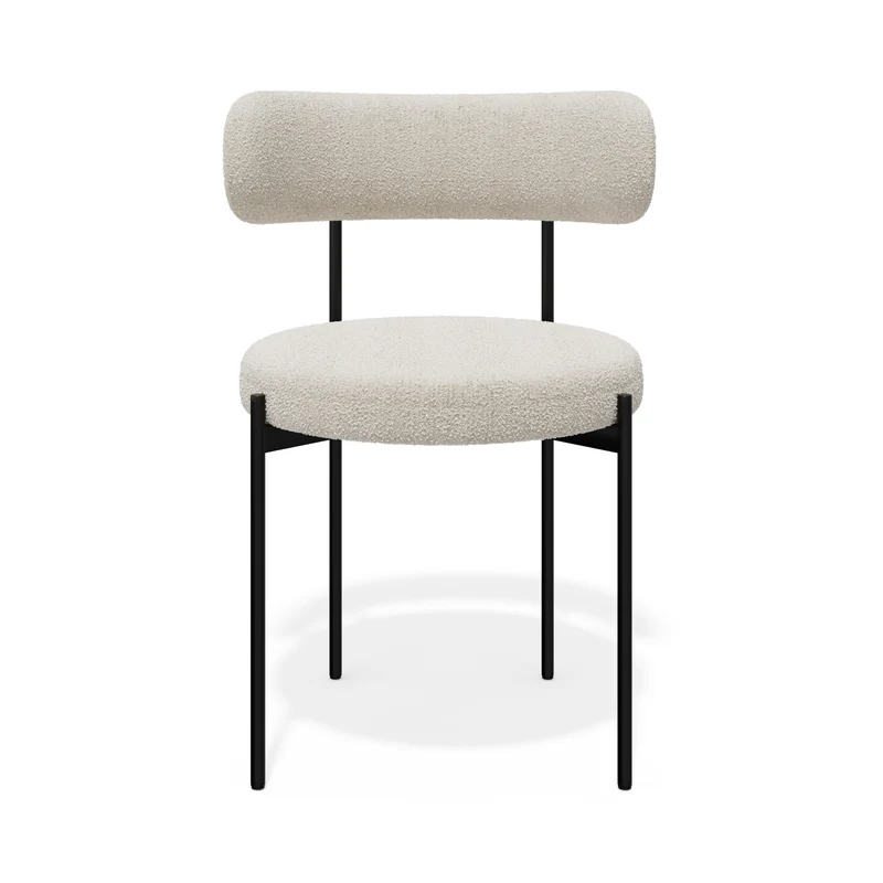 Lot de 2 chaises ADELE tissu bouclette pieds noir