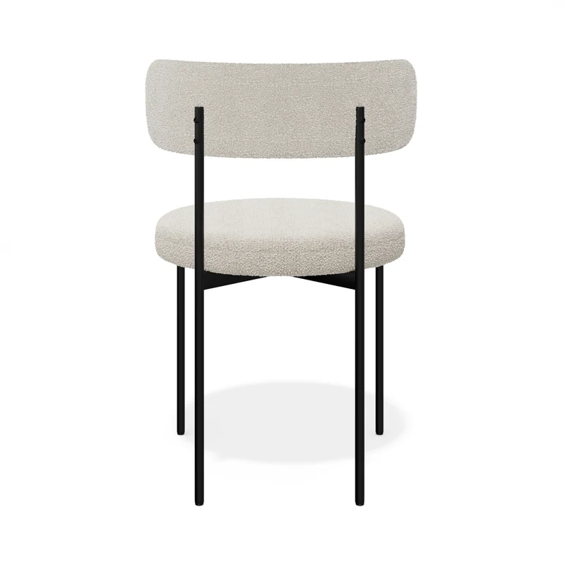 Lot de 2 chaises ADELE tissu bouclette pieds noir