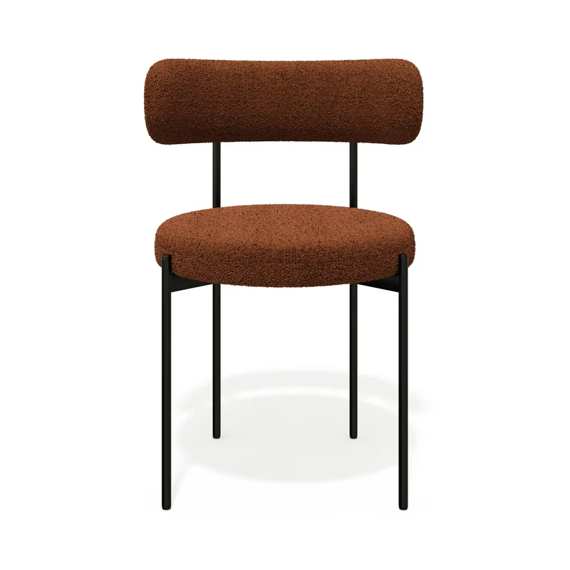 Lot de 2 chaises ADELE tissu bouclette pieds noir