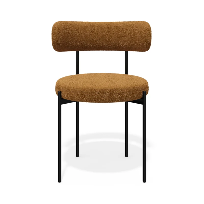 Lot de 2 chaises ADELE tissu bouclette pieds noir