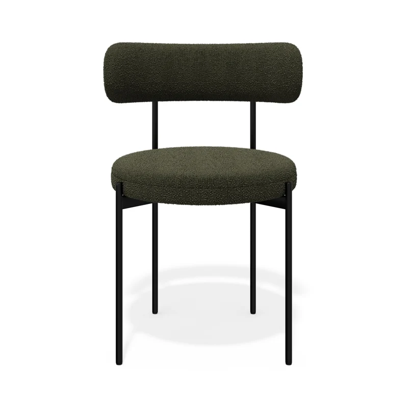 Lot de 2 chaises ADELE tissu bouclette pieds noir