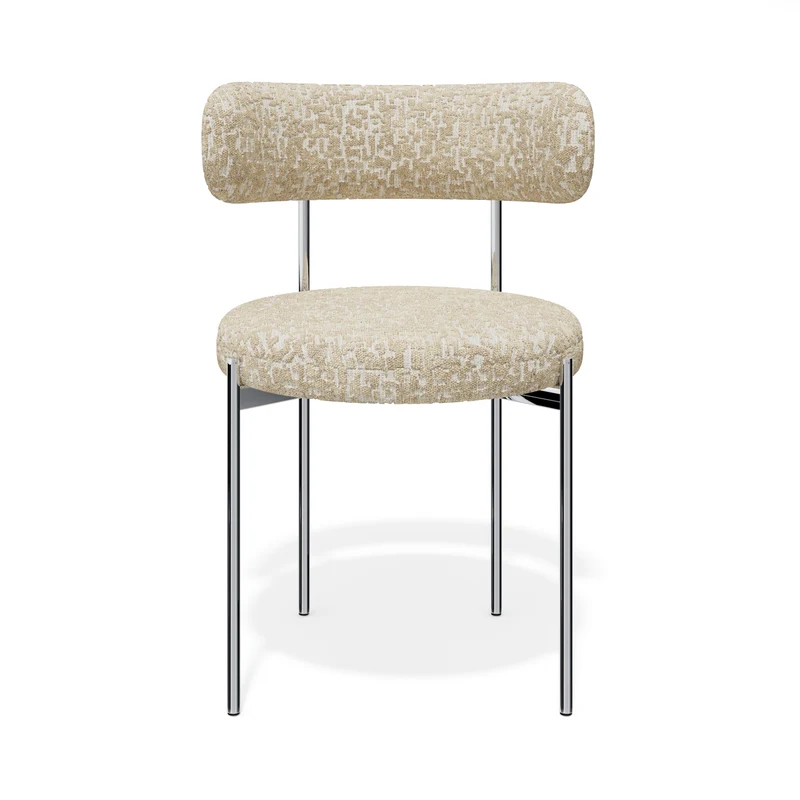 Lot de 2 chaises ADELE tissu tramé à motifs pieds chrome