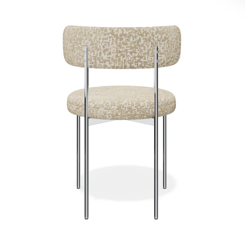 Lot de 2 chaises ADELE tissu tramé à motifs pieds chrome