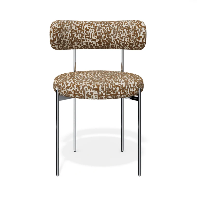 Lot de 2 chaises ADELE tissu tramé à motifs pieds chrome