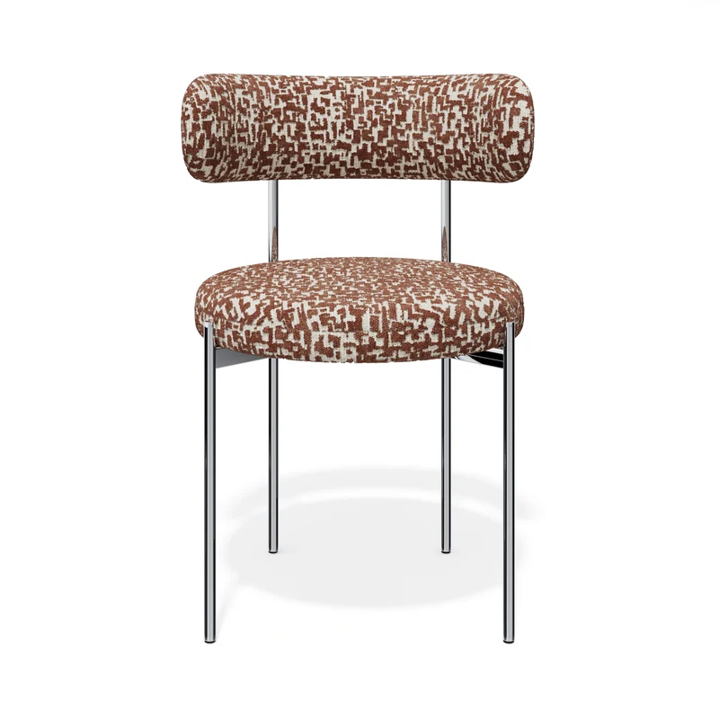 Lot de 2 chaises ADELE tissu tramé à motifs pieds chrome