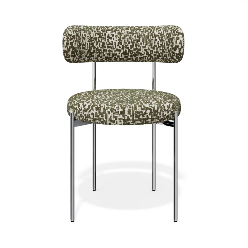 Lot de 2 chaises ADELE tissu tramé à motifs pieds chrome