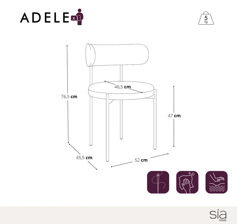 Lot de 2 chaises ADELE tissu tramé à motifs pieds chrome