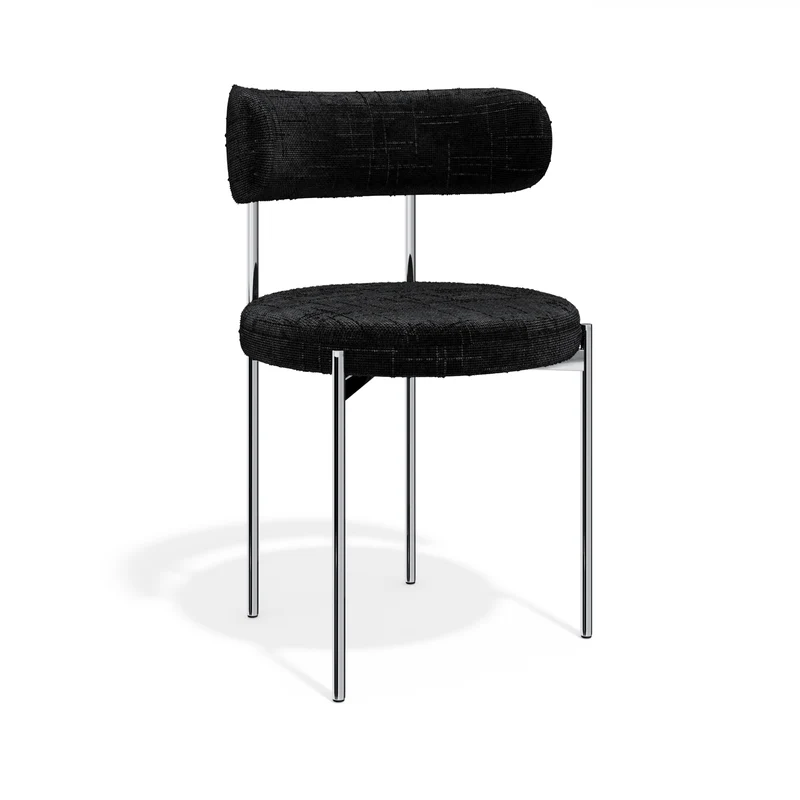 Lot de 2 chaises ADELE velours tramé pieds chrome