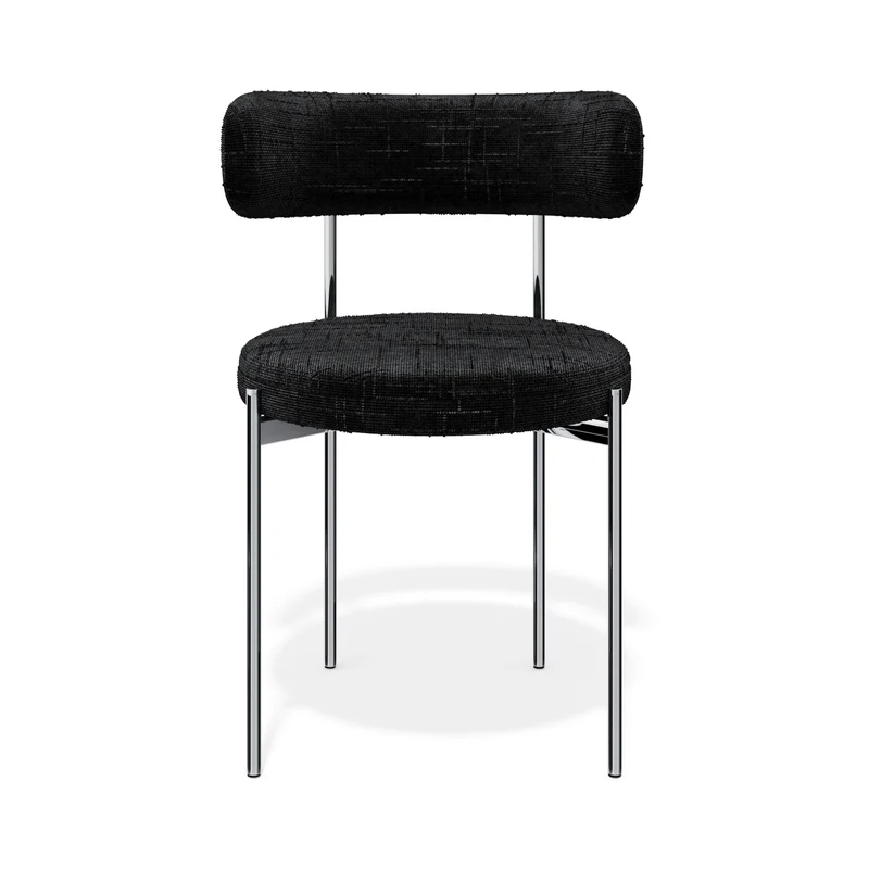 Lot de 2 chaises ADELE velours tramé pieds chrome