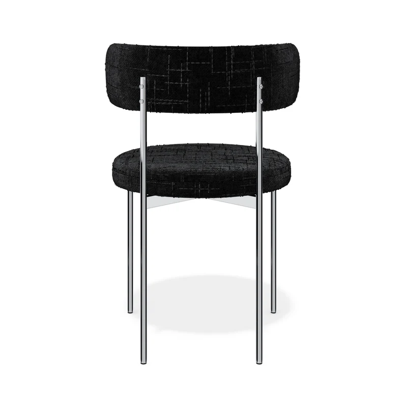 Lot de 2 chaises ADELE velours tramé pieds chrome