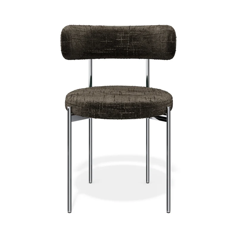 Lot de 2 chaises ADELE velours tramé pieds chrome