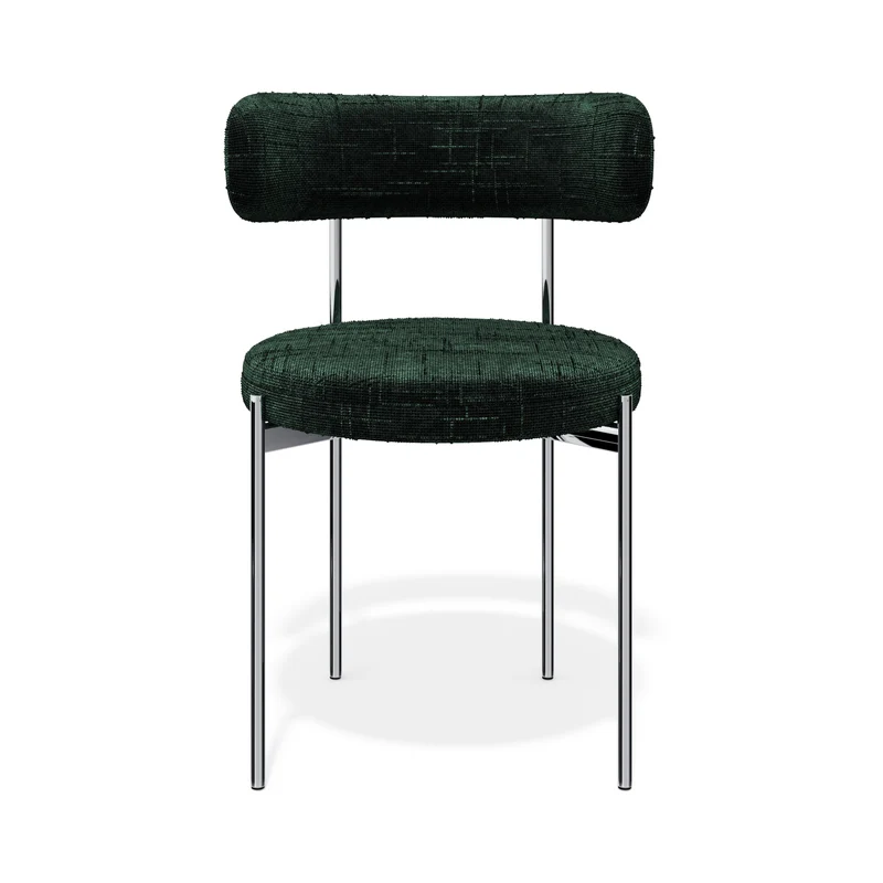 Lot de 2 chaises ADELE velours tramé pieds chrome