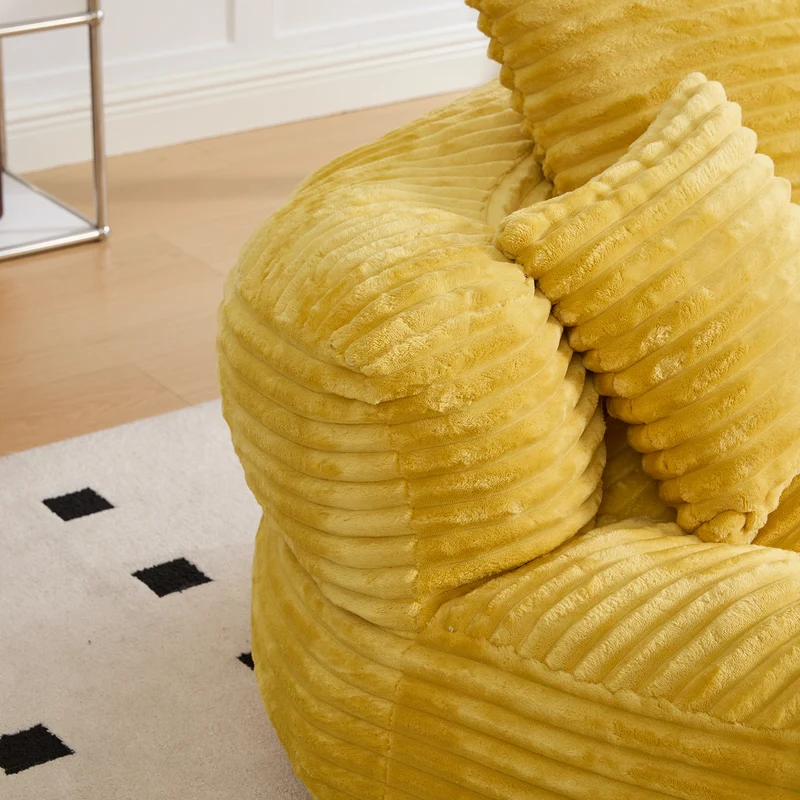 Canapé chauffeuse fauteuil rond en velours côtelé chenille jaune fauteuil lounge LARVALCASE