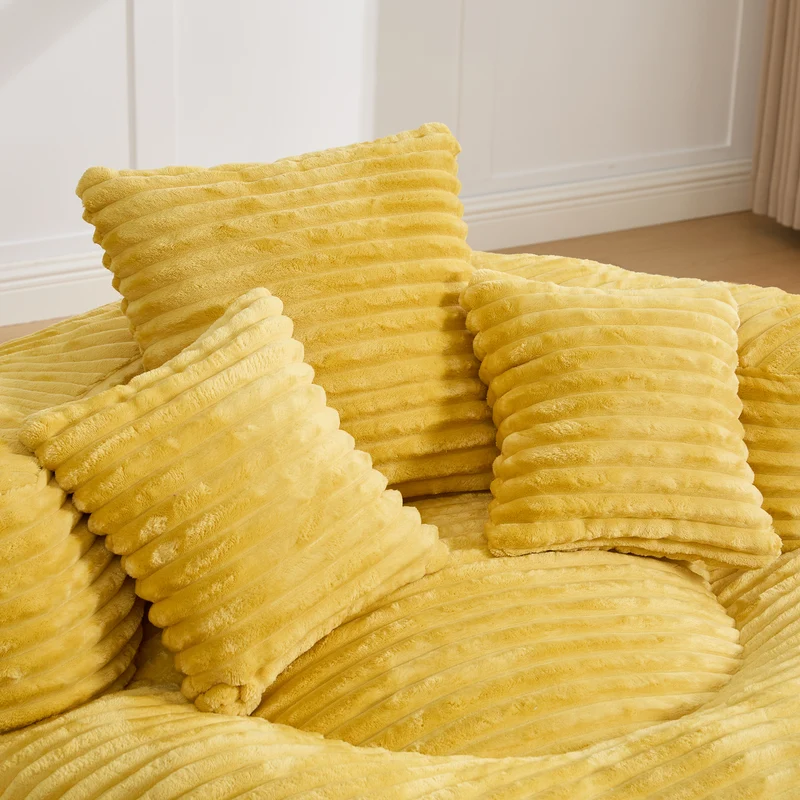 Canapé chauffeuse fauteuil rond en velours côtelé chenille jaune fauteuil lounge LARVALCASE