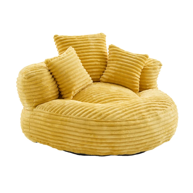 Canapé chauffeuse fauteuil rond en velours côtelé chenille jaune fauteuil lounge LARVALCASE