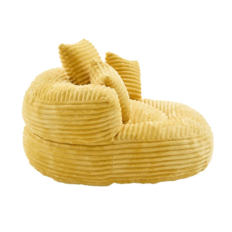 Canapé chauffeuse fauteuil rond en velours côtelé chenille jaune fauteuil lounge LARVALCASE