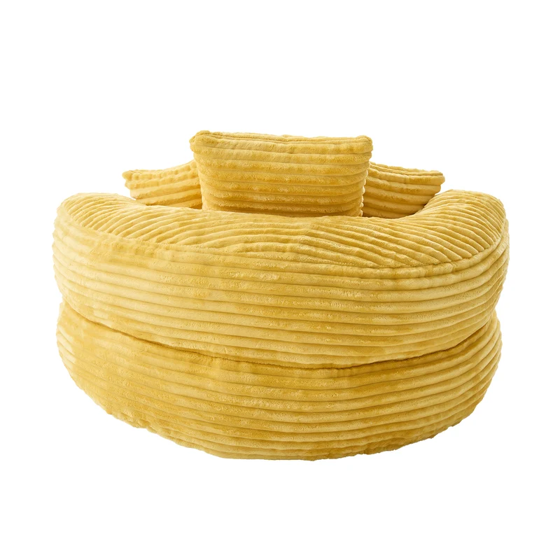 Canapé chauffeuse fauteuil rond en velours côtelé chenille jaune fauteuil lounge LARVALCASE